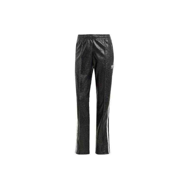 adidas Originals Women s Croc-Embossed Faux Leather Track Pants Black IY2913 M