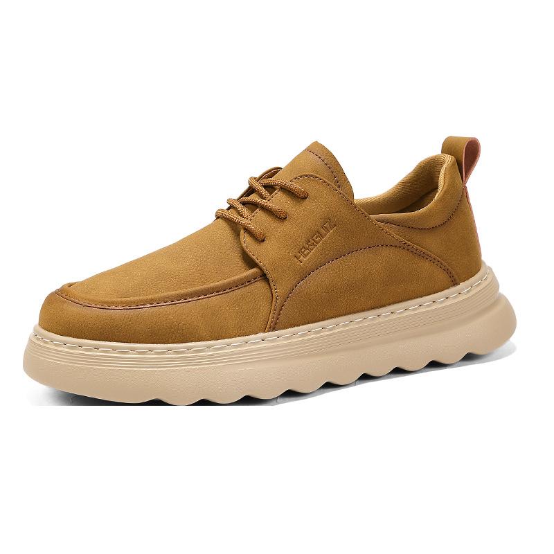 22 new thick-soled youth casual shoes autumn and winter leather retro board shoes