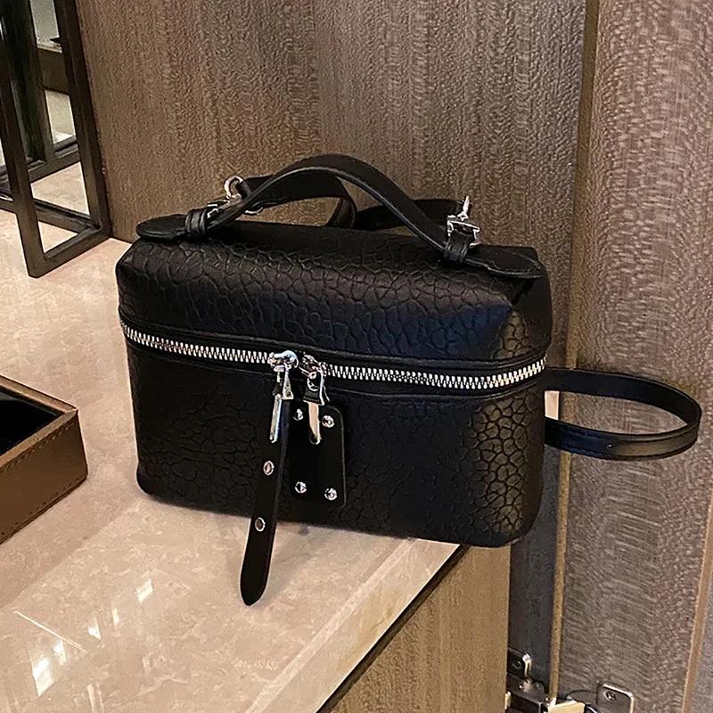 Senior Sense Litchi Leather Mini Square Bag Women's 2025 Summer New Fashion Crossbody Bag Korean Style Portable Popular Shoulder Handbag