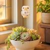 Easy-assembly Garden Stakes Owl Ornaments, Metal Rod Resin Sculpture for Succulents Potted Plants, Micro Weatherproof Decorations Landscape