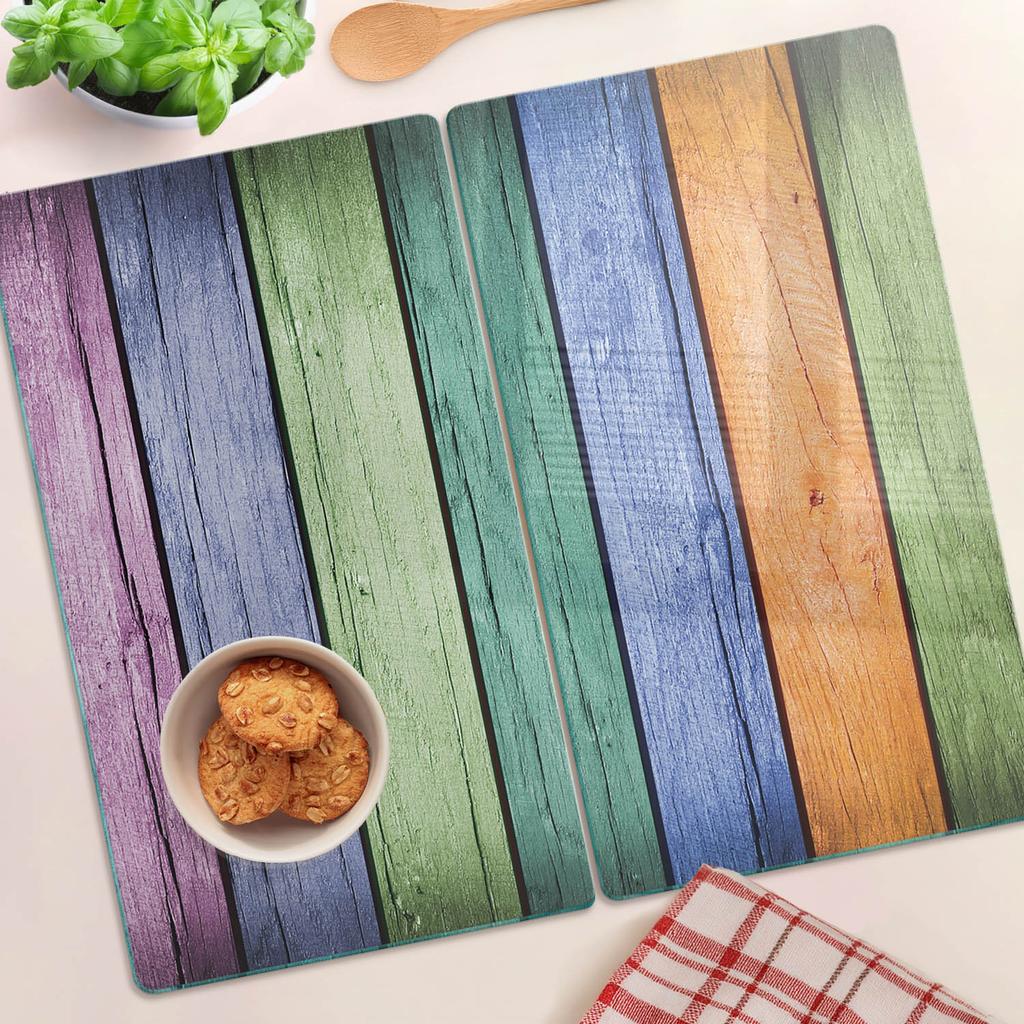 Deski Kuchenne Szklane Do Serwowania Z Grafiką Kolorowe Deski 2X30X52 Cm