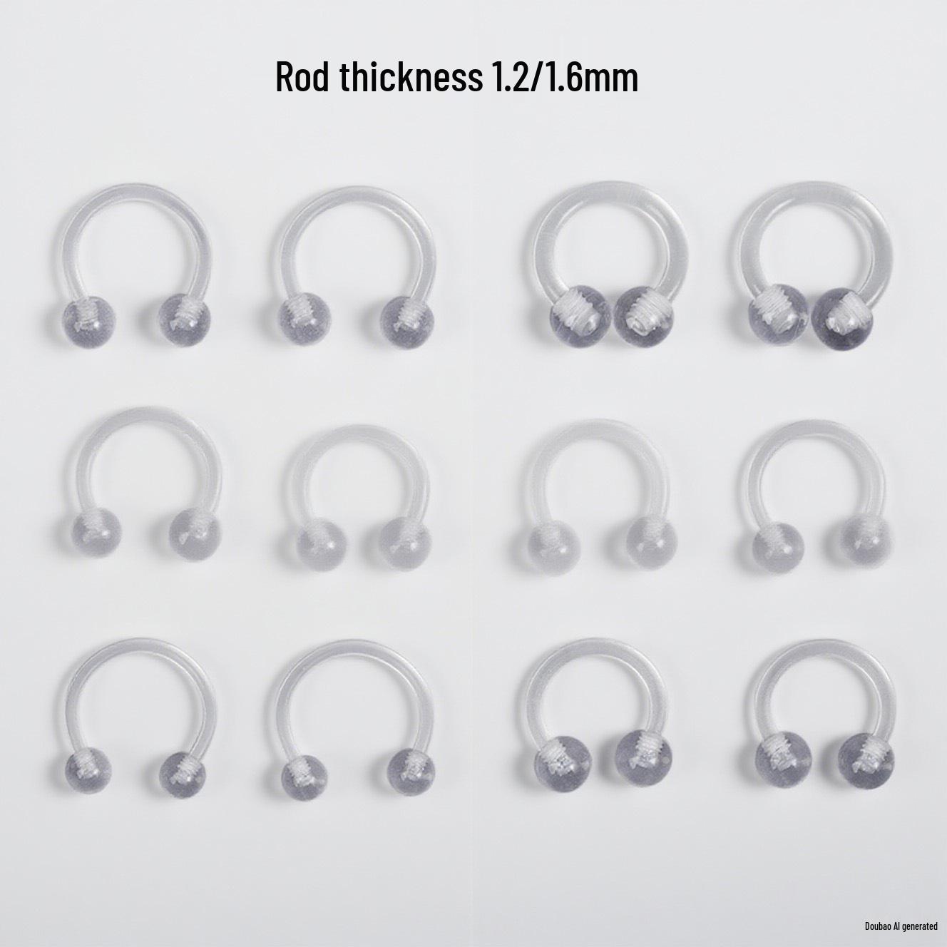 

Transparent Soft Rod C-Ring: Nose, Lip, Nipple, and Cartilage Piercing Jewelry. 1.2mm x 10mm x 4mm