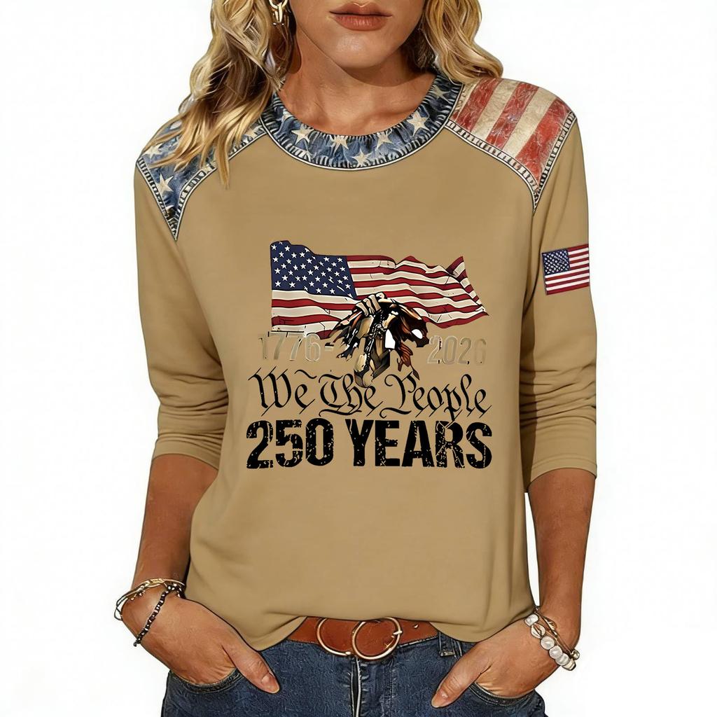 Women's Fashion Casual Independence Day Print Top