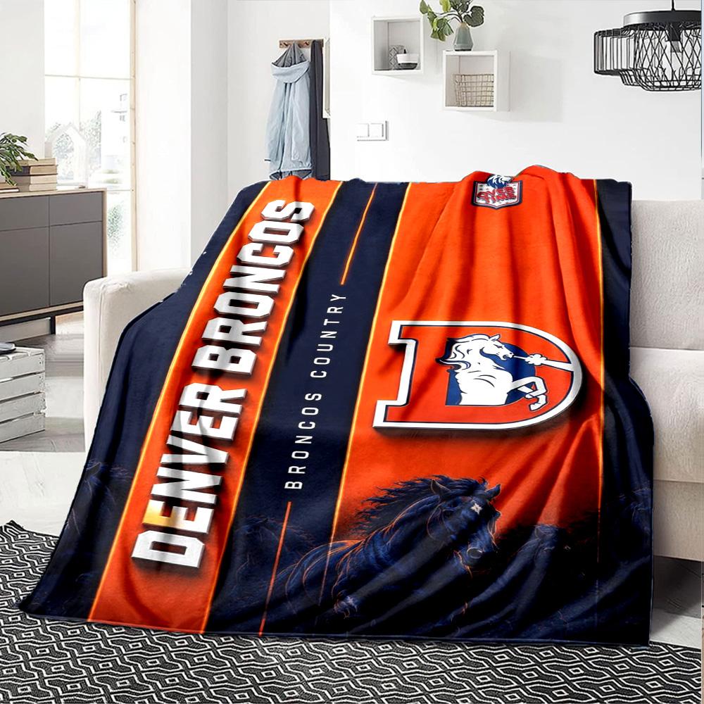 Denver Broncos Print Flannel Blanket High Quality Warm Comfortable Cover for All Seasons Perfect for Gifts Home Decor