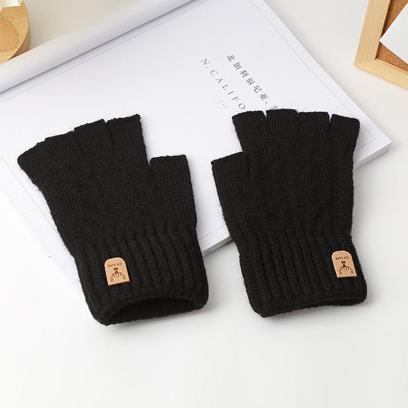 Knitted Thick Thermal Half Finger Gloves Women Men Winter Outdoor Driving Fingerless Glove Touchscreen Mittens