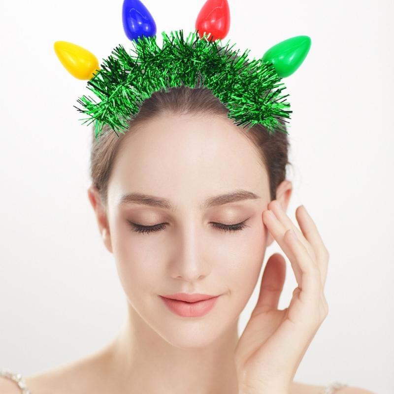 Weihnachts-LED-Haarreif mit Glühbirnen- und Lametta-Form für Erwachsene Styling Haar Zubehör