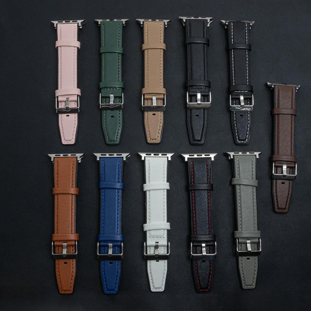 Leather Strap for Apple Watch Band Ultra 2 49mm 46mm 44mm 45mm 42mm 41mm 40mm Bracelet for Iwatch Series 10 9 8 7 6 5 4 Correas