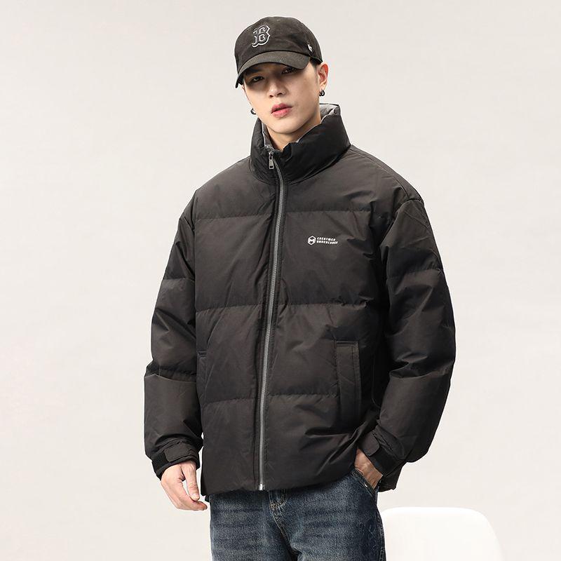 

Men s Minimalist Down Puffer Jacket - Stand Collar, 90% White Duck Down, Winter Ski Wear 2XL for 160-175 lbs чорний
