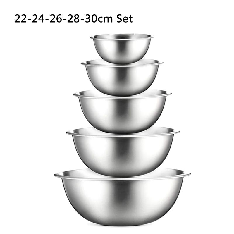 

9 размеров 16-32 см 304 нержавеющая сталь миски набор для смешивания для кухни ресторана ужин суп салатник еда овощной контейнер