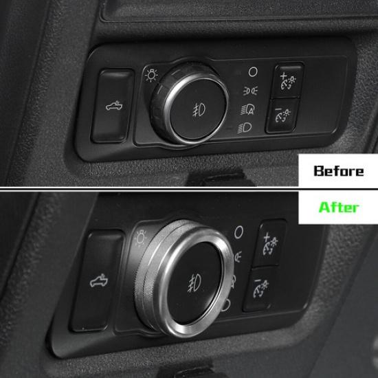 Headlight Switch Knob Cover Ring For Ford F150/Bronco/Bronco Sports + Silver