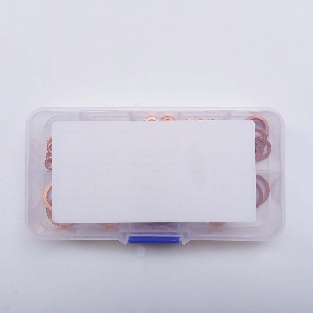 100-Piece Red Copper Oil Seal Washer Set - Flat & Sealing Washers Gaskets