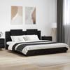 Bed Frame with Headboard Black Oak Effect 200 x 200 cm