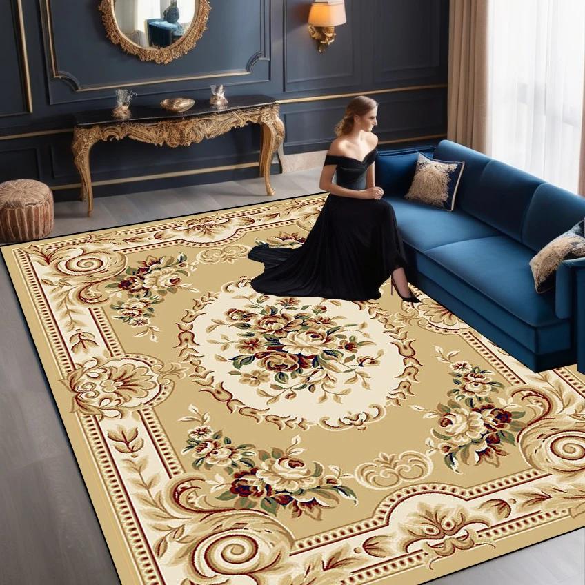 Europäische Luxusteppiche für Wohnzimmer Große Größe Dekorationsteppich Hotelhalle Weiche Matte Schlafzimmer Lounge Rutschfester Teppich Tapis Salon