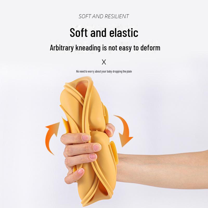 Tavă de masă din silicon cu aspirație pentru bebeluși cu compartimente