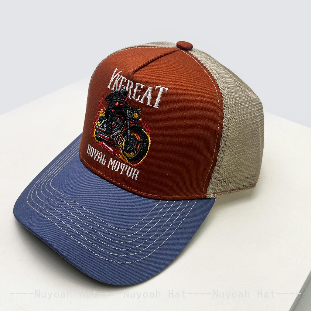 And Women Hip-Hop Embroidered Motorcycle Driver Letter Prints Baseball Caps Color Contrast Sun Protection Personalized Trucker Caps All-Match Ins