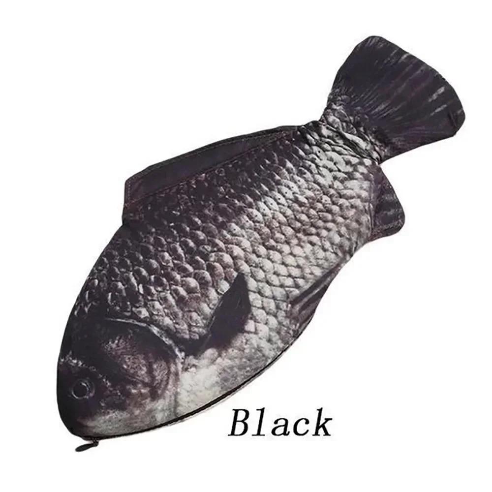 

Pencil Bag Carp Pen Bag Realistic Fish Shape Make up Pouch Pen Pencil Case With Zipper Back To School Pencil Pouch Pen Bag чёрный