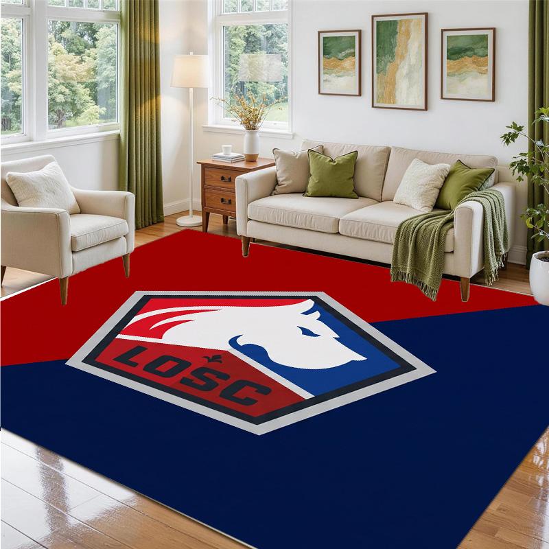 LOSC Lille FC Design Crystal Velvet Rug Soft Decorative Mat for Bedroom Entrance