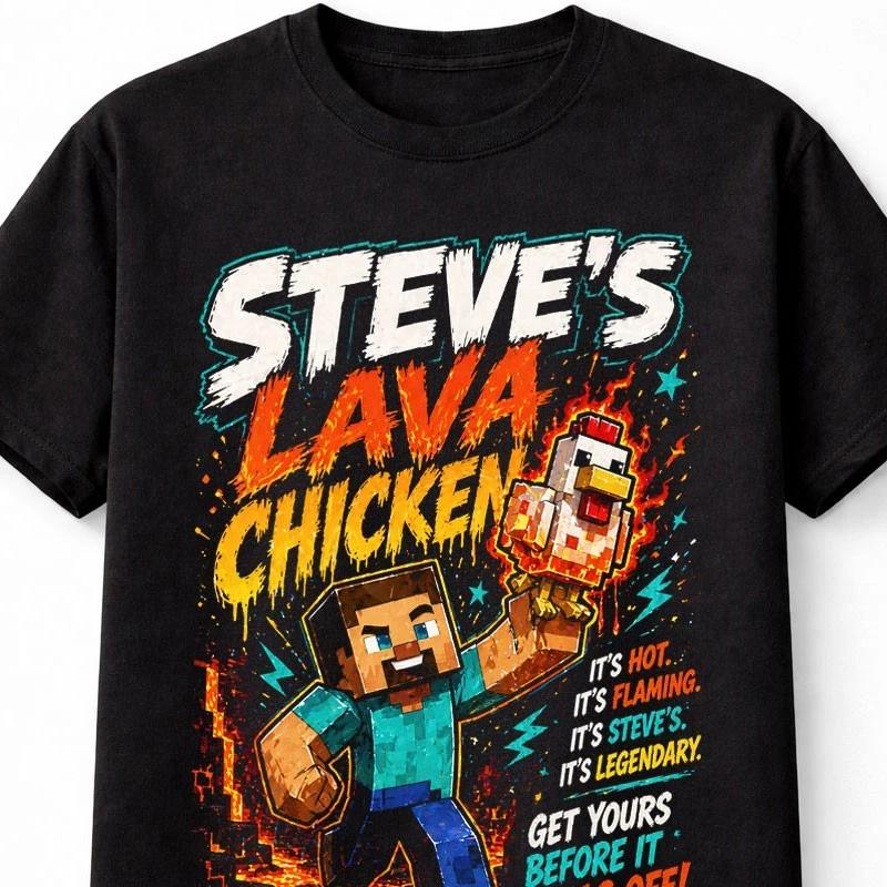 Minecraft Steves Lava Chicken Gamer Funny Game Graphic Unisex TShirt S