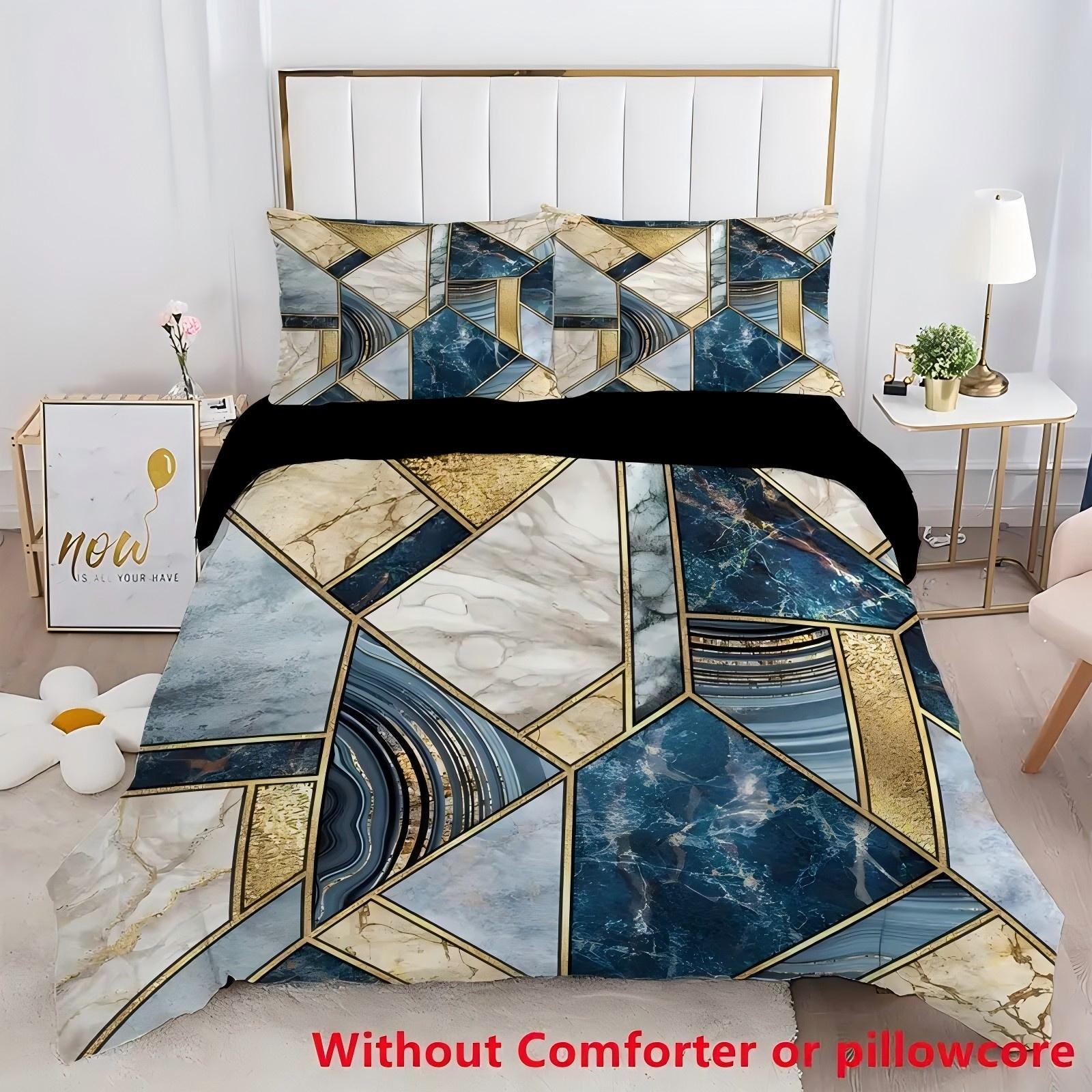 

Luxury Marble Pattern 3D Print Bed Cover Abstract Art Style Duvet Cover For Teens Adults Soft Comfortable Quilt Cover Pillowcase 135x200cm 2pcs