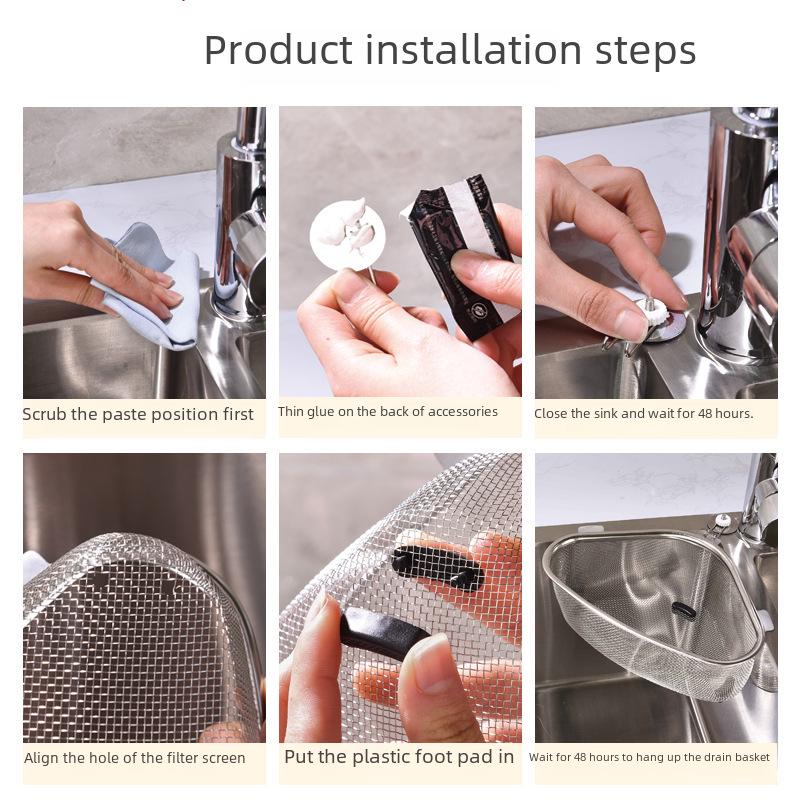 Upgraded Stainless Steel Triangular Sink Drain Basket and Filter for Leftovers and Produce