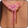 Sparkly Rhinestone Long Dangle Earrings Jewelry Accessories Bowknot Ear Stud Bow Earrings