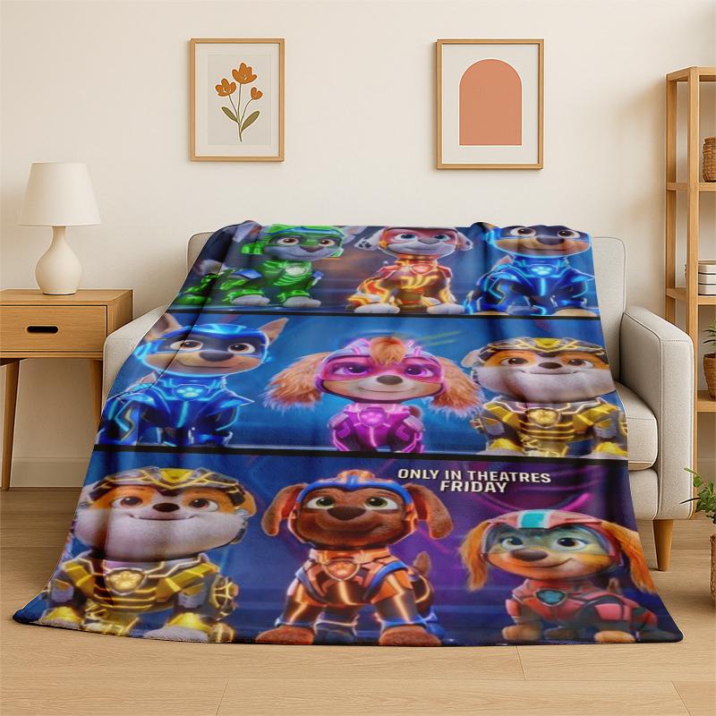 Cartoon P-Patrol Cute Dog Flannel Blanket Soft Warm Throw Blanket for Bedroom Living Room Bed Travel Camping Picnic Gift kids