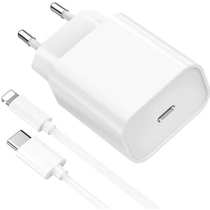 Chargeur USB C 20W Rapide + Câble 2 Mètre pour iPhone - PROSHOP - Blanc