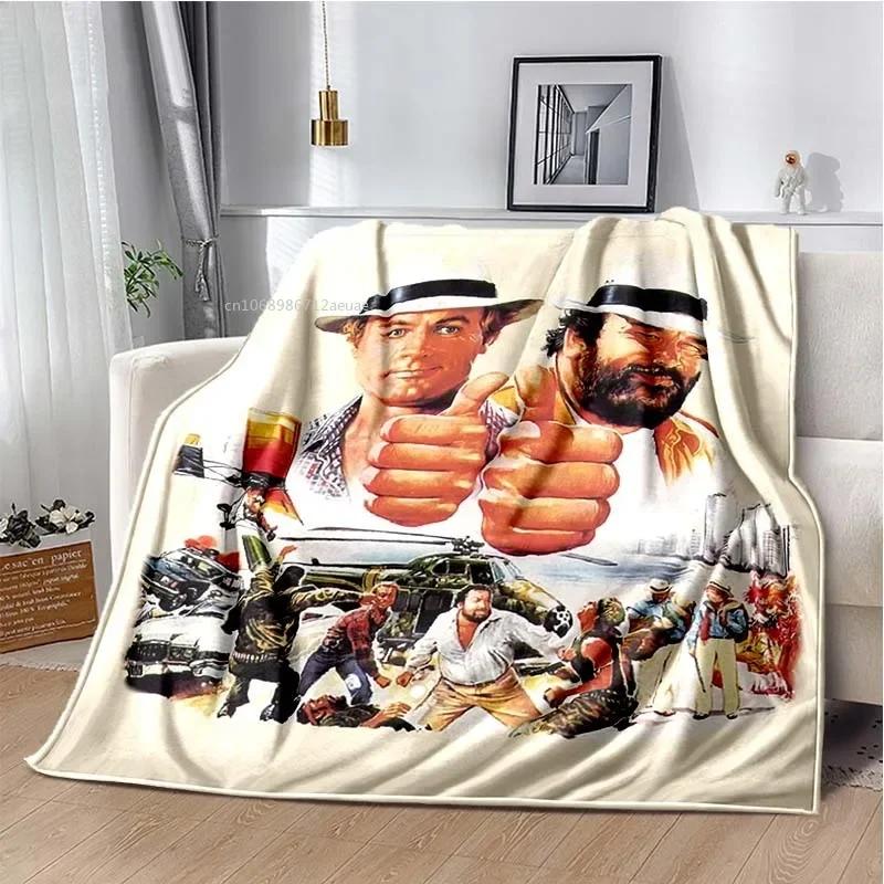 Grafická deka pro miminka Terence Hill a Bud Spencer Měkká domácí ložnice Postel Kancelářský přehoz Dekorace Pohodlné přehozy Děti