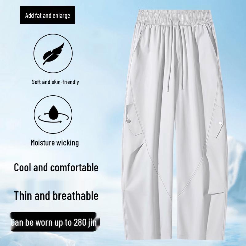 Men s Plus Size Loose Fit Straight Cargo Pants 8XL серый ясень