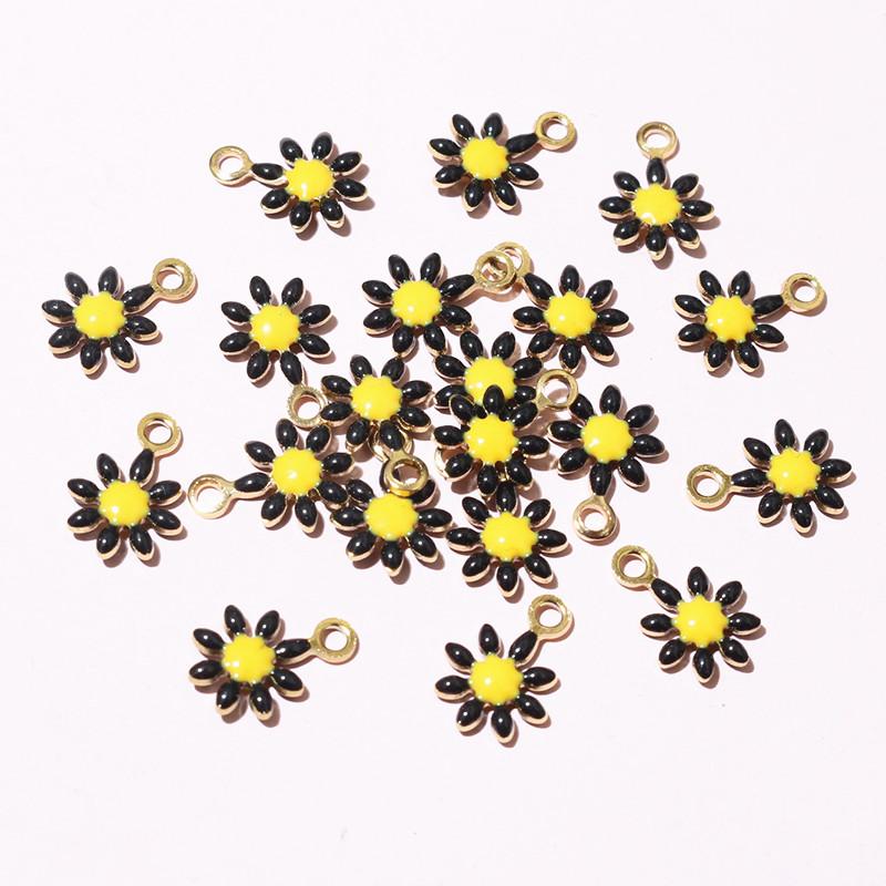 20pcs 10x7mm Small Flower Charms Pendant Enamel Stainless Steel DIY Jewelry Making Accessories Findings for Necklace Earrings