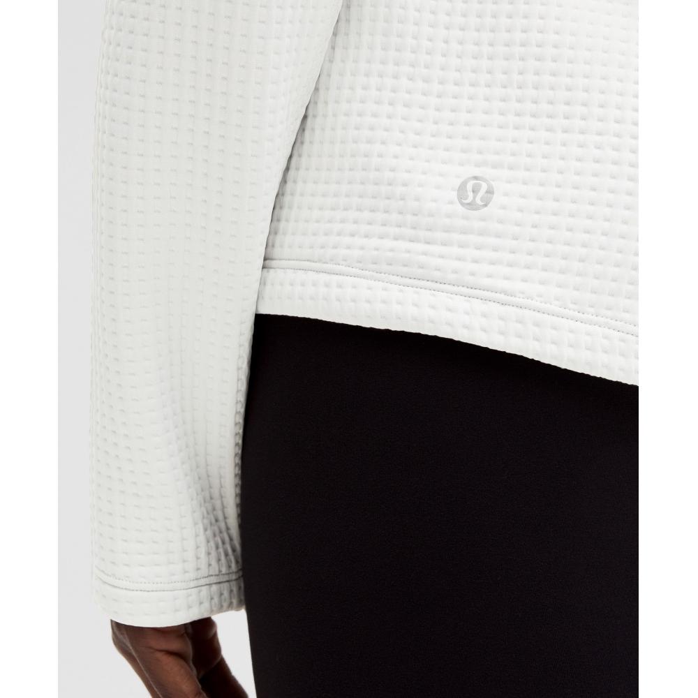 Lululemon Waffle Knit Funnel Neck Long Sleeve Shirt Light Vapor