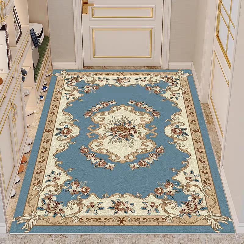 European Red Non-slip Floor Mats Carpet Living Room Golden Frame Decoration Sofa Area Large Rugs Lounge Coffee Tables