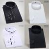Camicia da uomo a maniche lunghe con colletto alla coreana in misto cotone antipiega per abbigliamento business casual