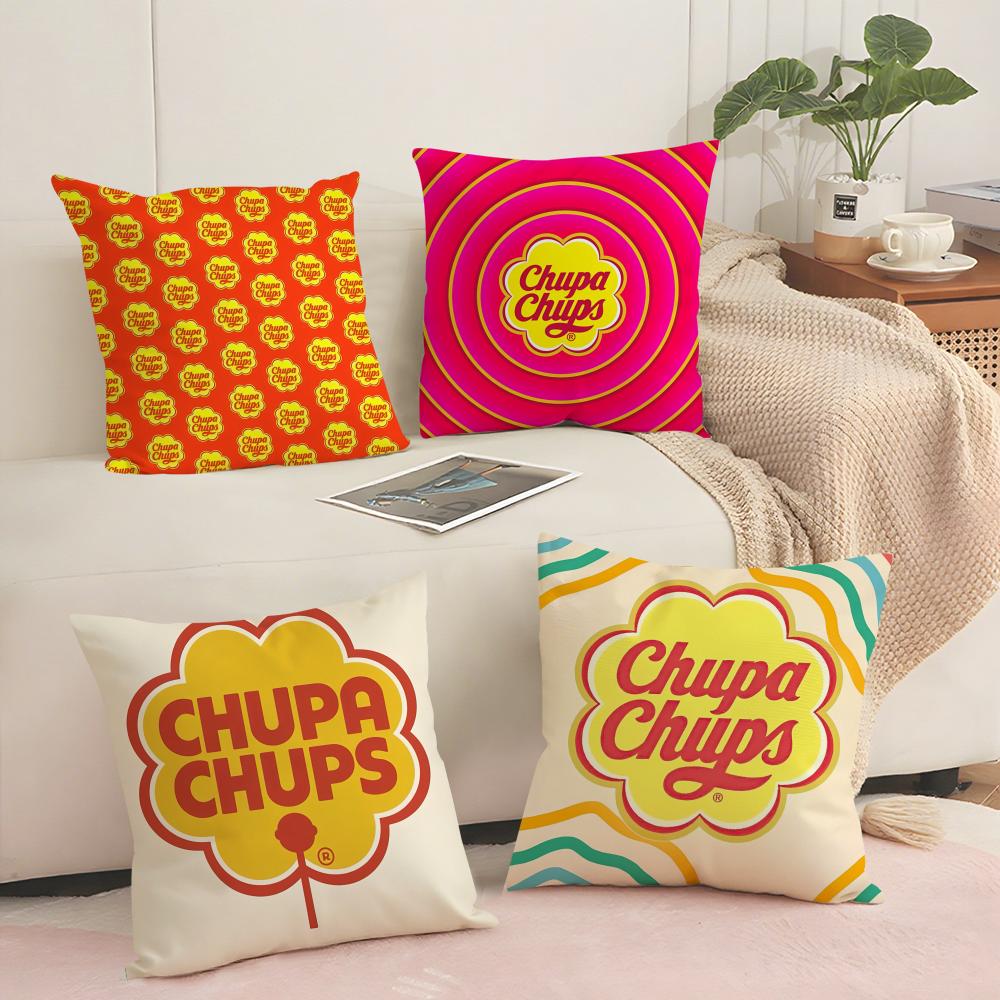 Abstract C-Chupa C-Chups Cushion Cover Soft Short Plush Pillow Cover Smooth Cozy Texture Aesthetic Cushion Case Home Decor
