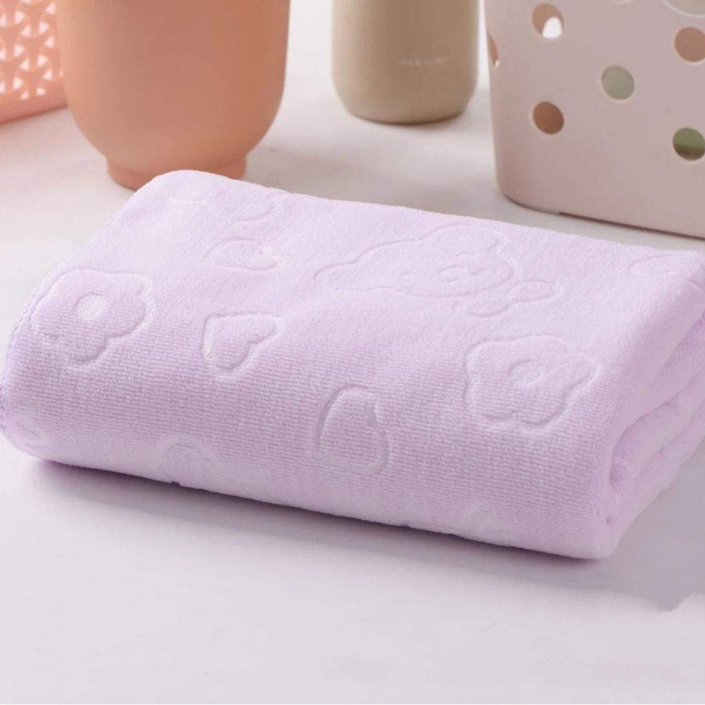 70*140cm Ultra-fine Fiber Quick Drying Towel Thick Soft Absorbent Teddy Bear Embossed Shower Towel