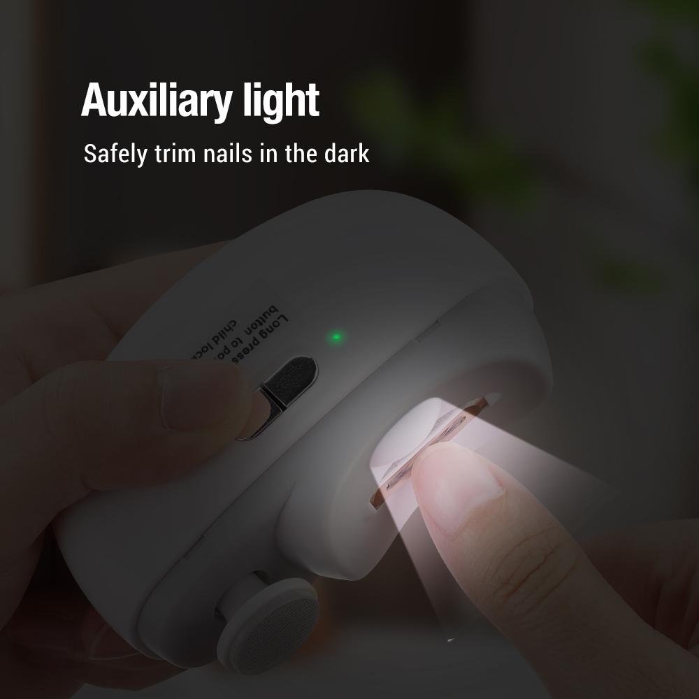 Electric Nail Clipper for Elderly Automatic Adult Baby Nail Trimmer Fingernail Grinding Nail Cutter Manicure with Light Sharpen