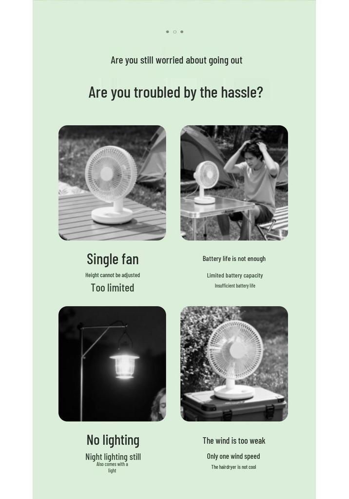 Solar Retractable Floor Fan with USB & LED Lighting for Indoor/Outdoor Use