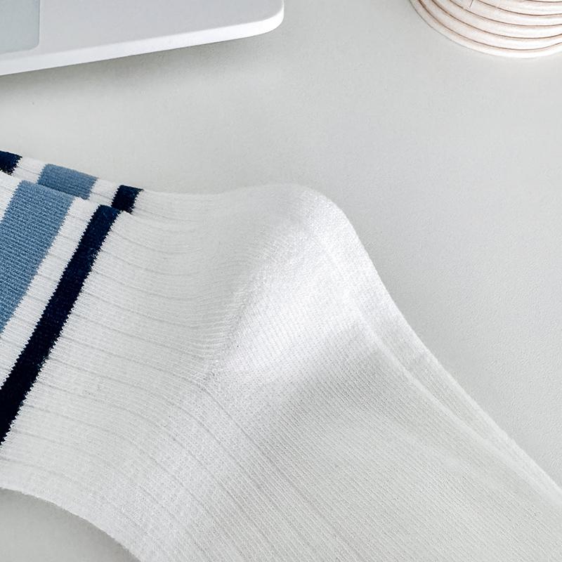 4 Pairs Kids Striped Mid Calf Socks Spring Autumn Versatile School Comfortable Cotton Childrens Hosiery