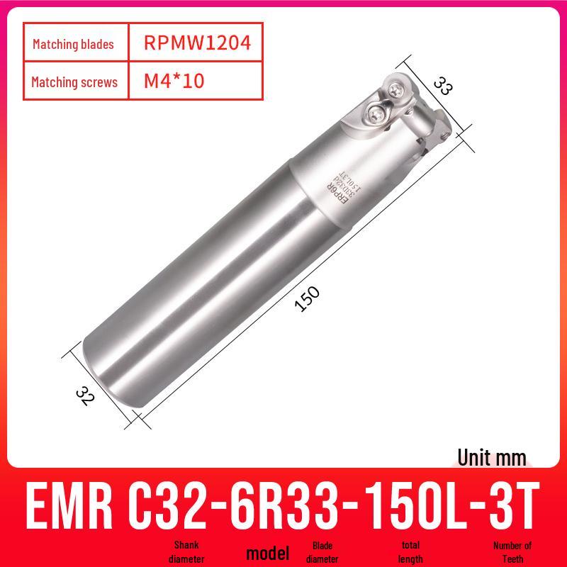 Shockproof EMR CNC Milling Cutter Holder - Round Nose, Bull Nose & Flat Machining Extensions (R4, R5, R6)