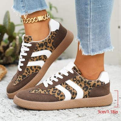 Damenschuhe Mode Leopardenmuster Design Damen Freizeitschuhe Retro Schnürung Vulkanisierte Schuhe Damen Sneaker Zapatos De Mujer
