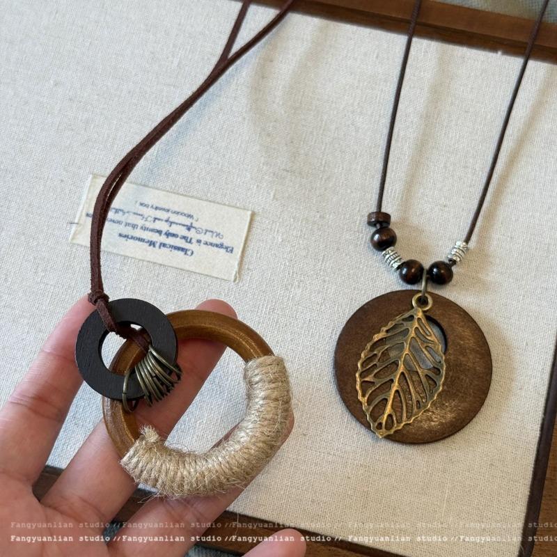 New Chinese Zen Ring Necklace for Women New Retro Chinese Style Long Pendant Sweater Chain Versatile Accessories