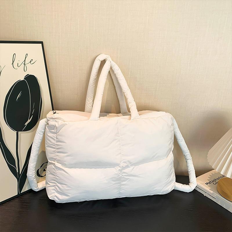 Niche Design Cotton Clothing One-shoulder Tote Bag  New Summer Embroidered Thread Square Cotton Carrying Underarm Pillow Bag