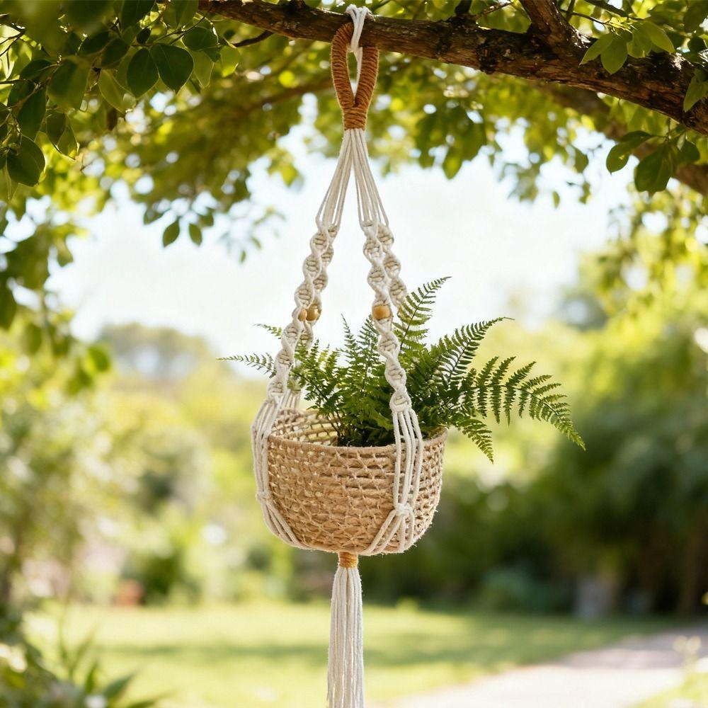 With Handmade Tassels Macrame Plant Hanger Net Wall Hanging Plant Pot Holder Flower Pots  Indoor
