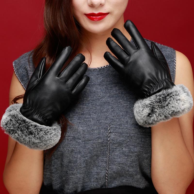Men's Winter Touchscreen Leather Gloves - Fleece Lined, Thick, Warm, Windproof, Non-Slip for Outdoor Cycling