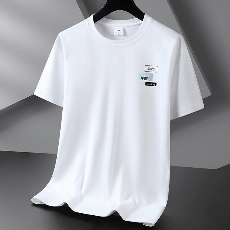 Teenager Boys Summer Loose Short Sleeve O Neck Printed Pullover Brathable Cotton T-shirt