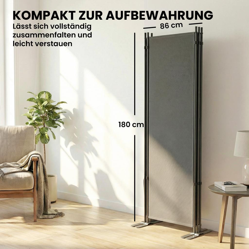 3 Part Room Divider 260 X 34 Cm Freestanding Metal Screen Partition Privacy Shield Outdoor Room Separator Dark Gray