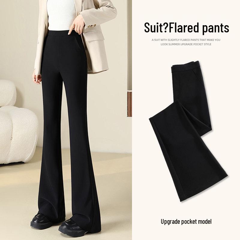 

Women s High Waist Slimming Black Flared Suit Pants with Plus Velvet for Autumn/Winter 2025 M