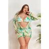2025 Print 3 Piece Long Sleeve Smock Plus Size Push Up Bikini Women High Waist Big Swimsuit Beach Chubby Bathing Suit