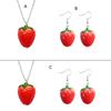 Fashion Strawberry Pendant Necklace Earring Sweet Clavicle Chain Simple Choker 3D Fruit Dangle Earring Statement Jewelry