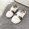 Soft-soled Fluffy Shoes Women's 2025 New Autumn and Winter Korean Version Round Head Velvet Cotton Shoes One Pedal Doudou Shoes Cotton Shoes Women's